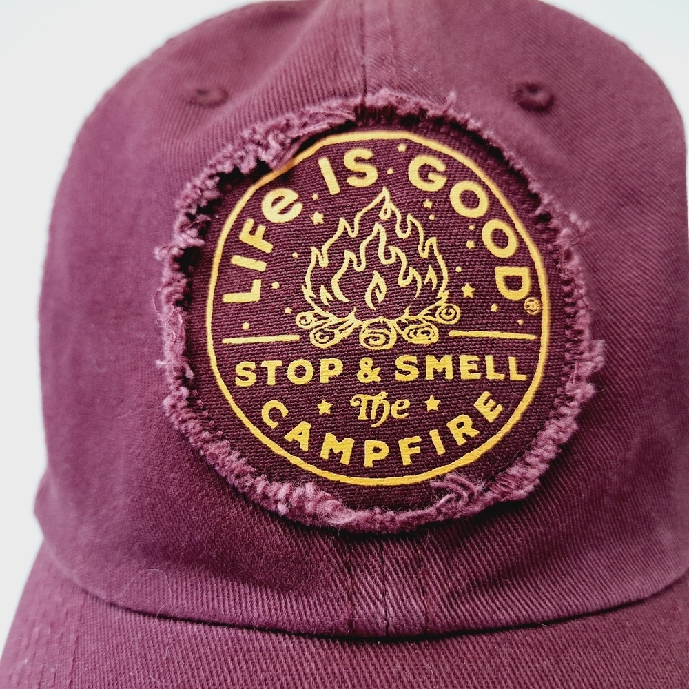 Life Is Good Women's 100% cotton cap hat maroon Adjustable Strap - Picture 2 of 6